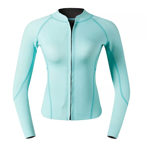 Neoprene Wetsuit 2mm Women Scuba Diving Thermal Wetsuit UV Protection Top Jacket Suit Cyan Wetsuits for Water Sports