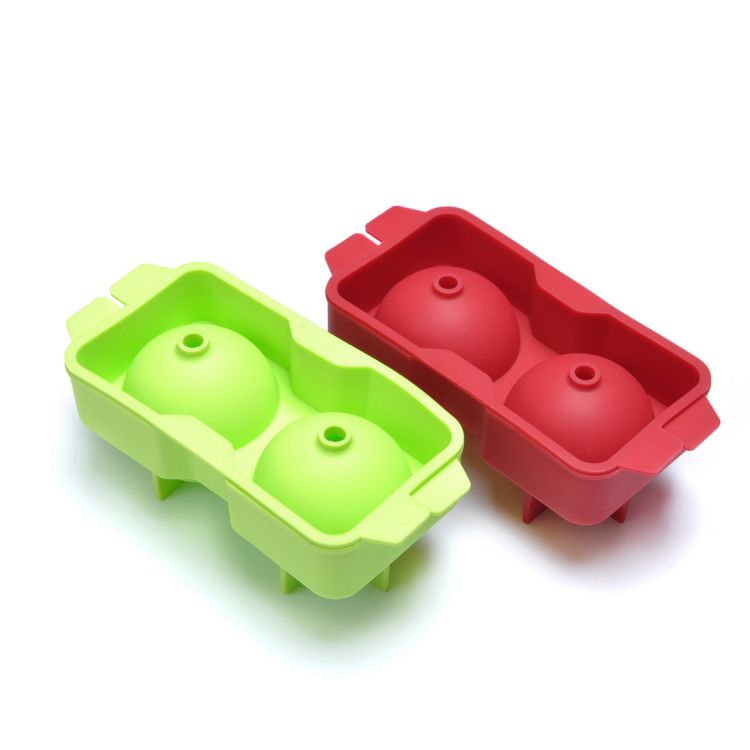 2 Cavities Large 100% Silicone Ice Cube Tray Whiskey Ice Ball Maker Tray