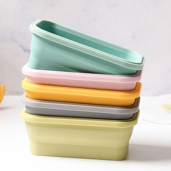 Foldable reusable food silicone container
