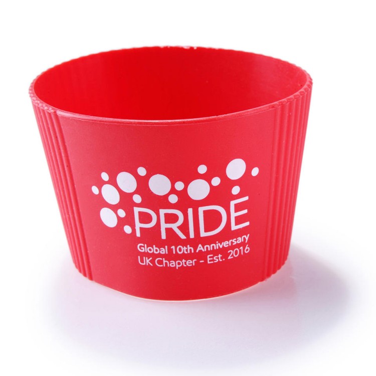 Silicone cup sleeve with logo print or laser logo 
