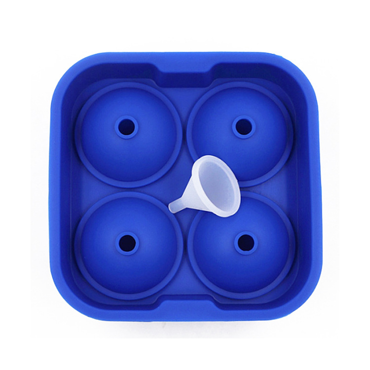 4 Cavities Silicone Ice Tray Dishwasher Safe Ice Cube Balls Sphere ice mold Ice Ball Maker for Whiskey Cocktail 