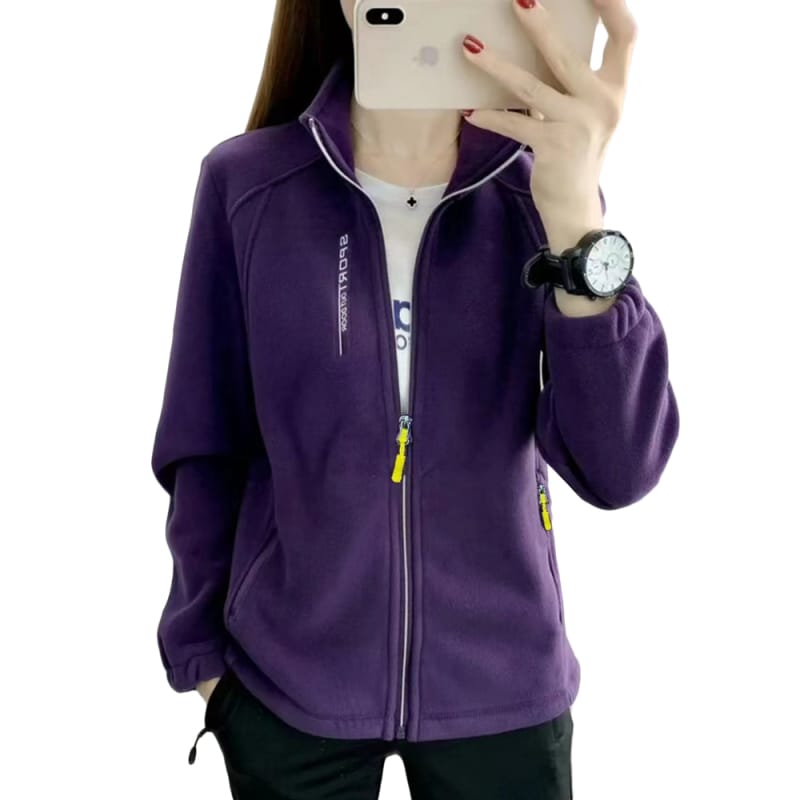 Women's Lightweight Full Zip Soft Polar Fleece Jacket Outdoor Recreation Coat With Zipper Pockets