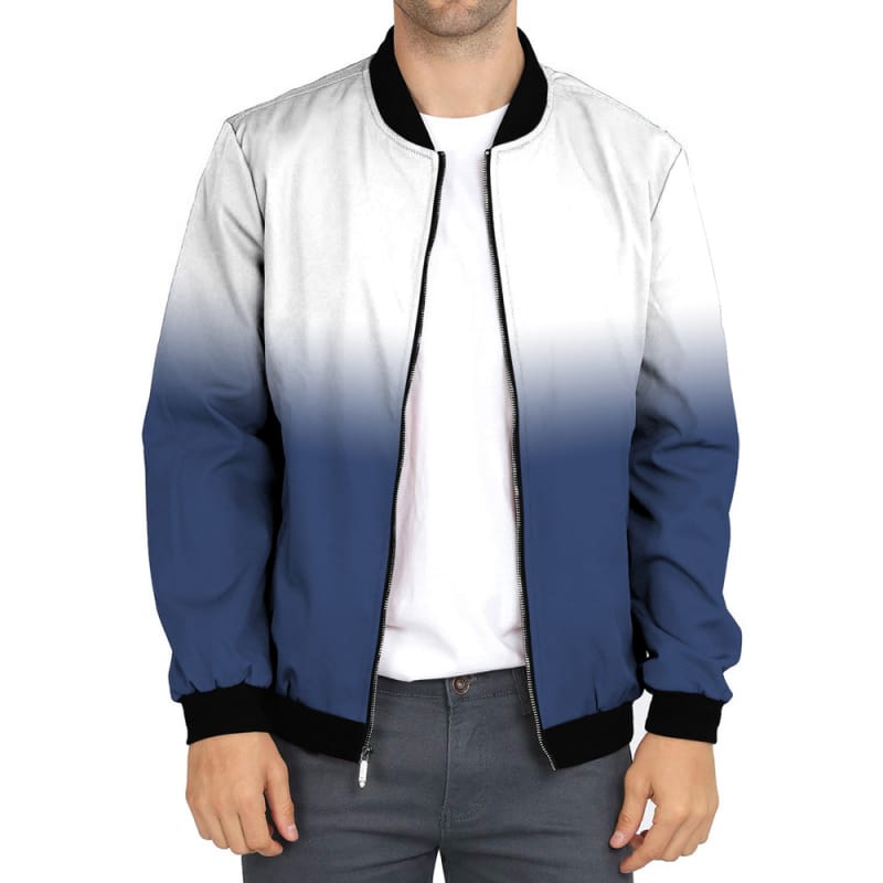 Men Bomber Jacket Lightweight Casual Gradient Softshell Flight Windbreaker Coat