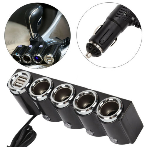 4 Way Multi Socket Car Cigarette Lighter Splitter USB Plug Charger for DC 12V-24V Vehicles