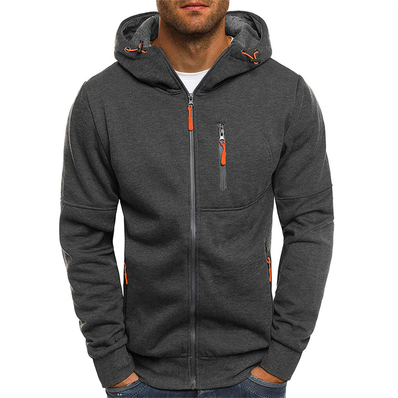 Casual Hoodies for Men with Zip Pockets Full Zip Long Sleeve Fleece Sweatshirt