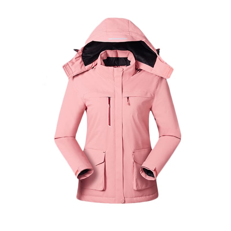 Women's Heated Jacket with Battery Pack 5V, Windproof Electric Insulated Coat with Detachable Hood Slim Fit