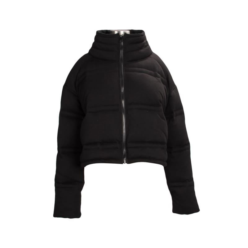 Women Black Thickened Top Padded Jacket