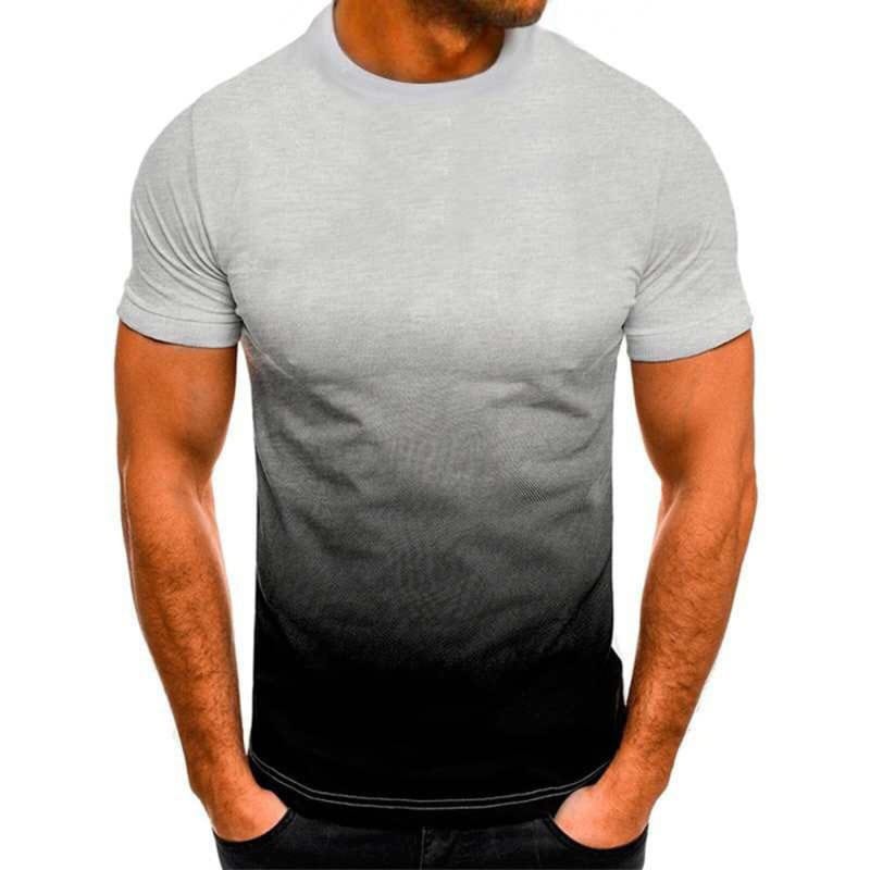 Men's Crew Neck Short-Sleeve T-Shirt Fashion 3D Gradient Printed