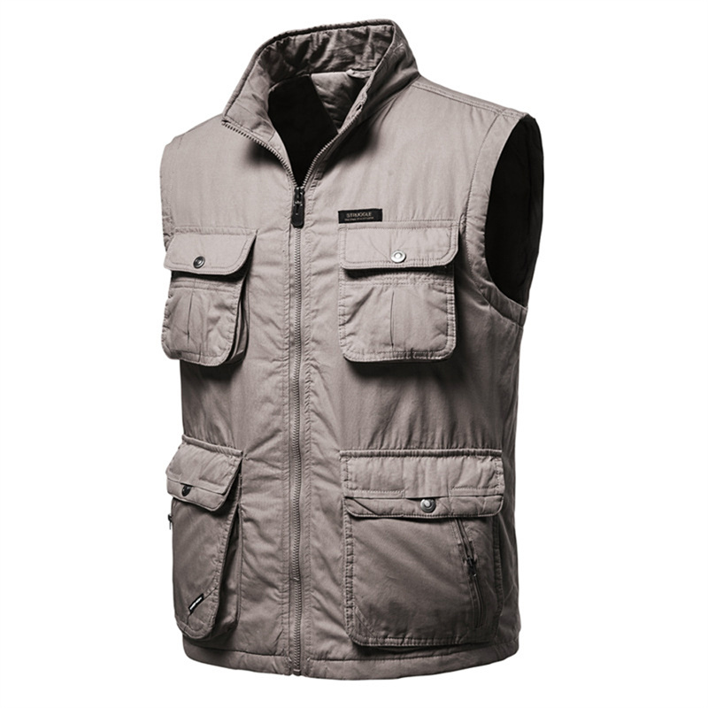 Men's Cargo Utility Vest Multi Pockets Sleeveless Jacket for Fishing Travel