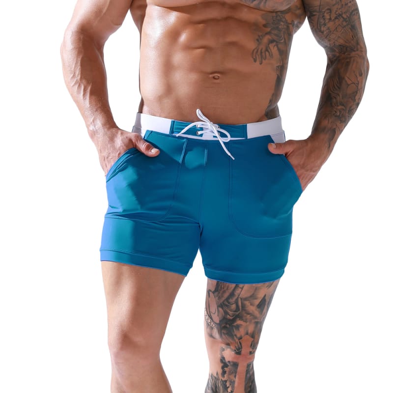 Men's Swimwear Swimsuits Basic Long Swim Sport Trunks Board Shorts with Pockets