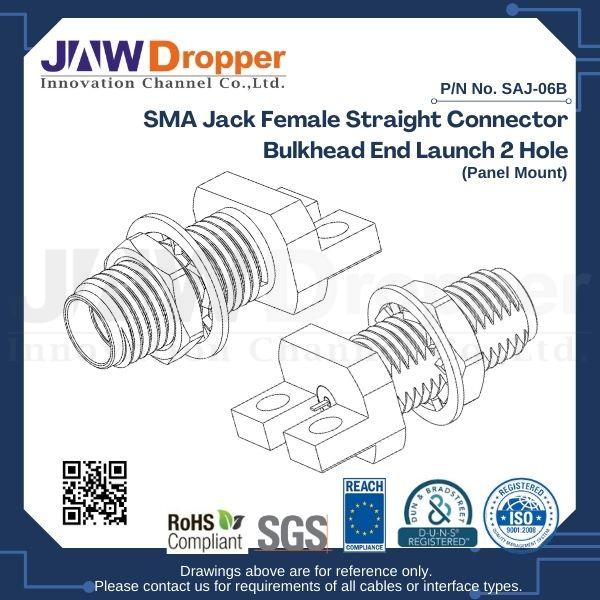 Customized type SMA Jack Female Straight 4 Hole Flange Connector with exposed insulator and long pin