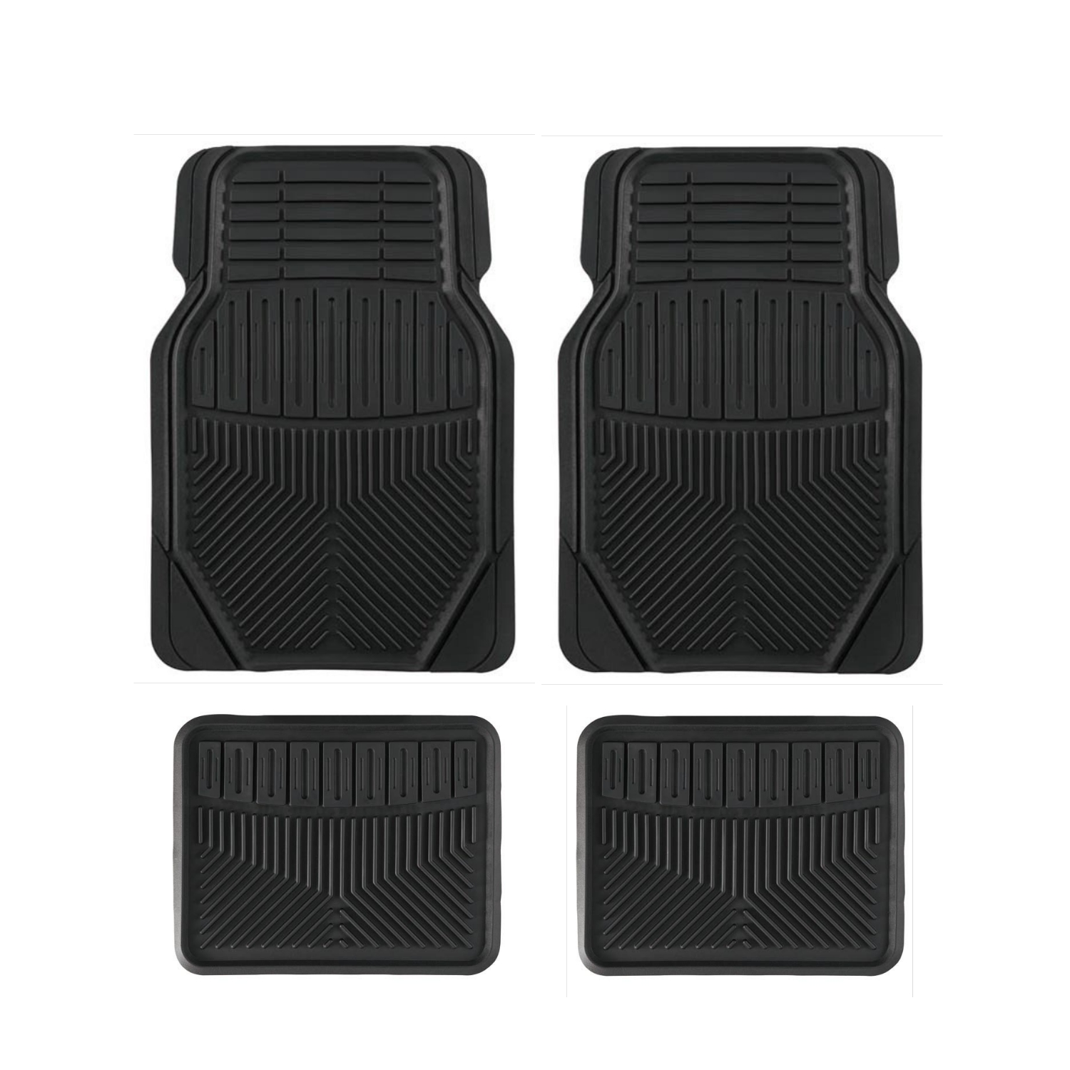  All-Weather Floor Mats with Drainage Channels for Car, Truck, Van & SUV - Waterproof Front & Rear Liners 6801