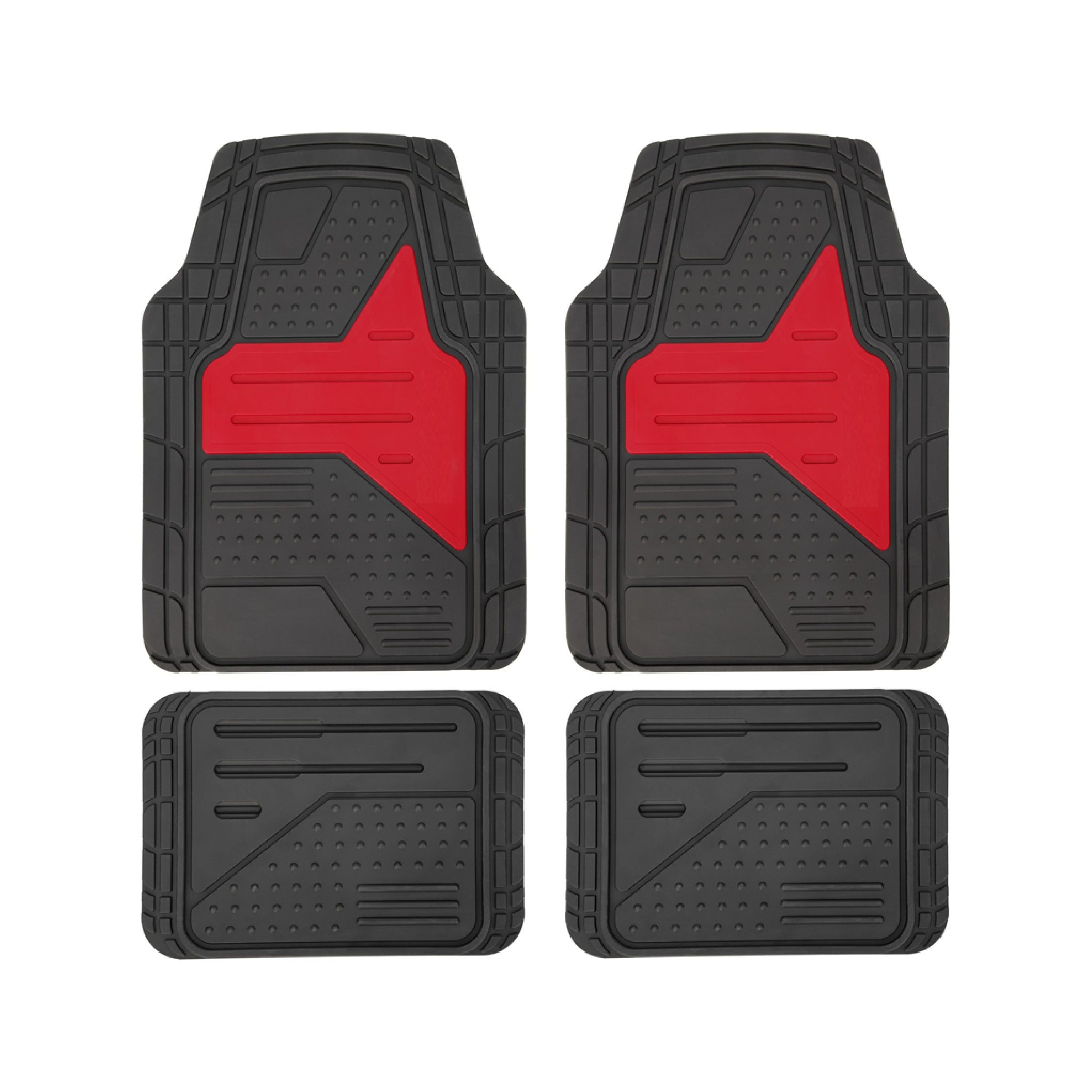 Automotive Floor Mats Red Climaproof for All Weather Protection Universal Fit Heavy Duty Rubber fits Most Cars, SUVs, and Trucks, Full Set Trim to Fit 21874