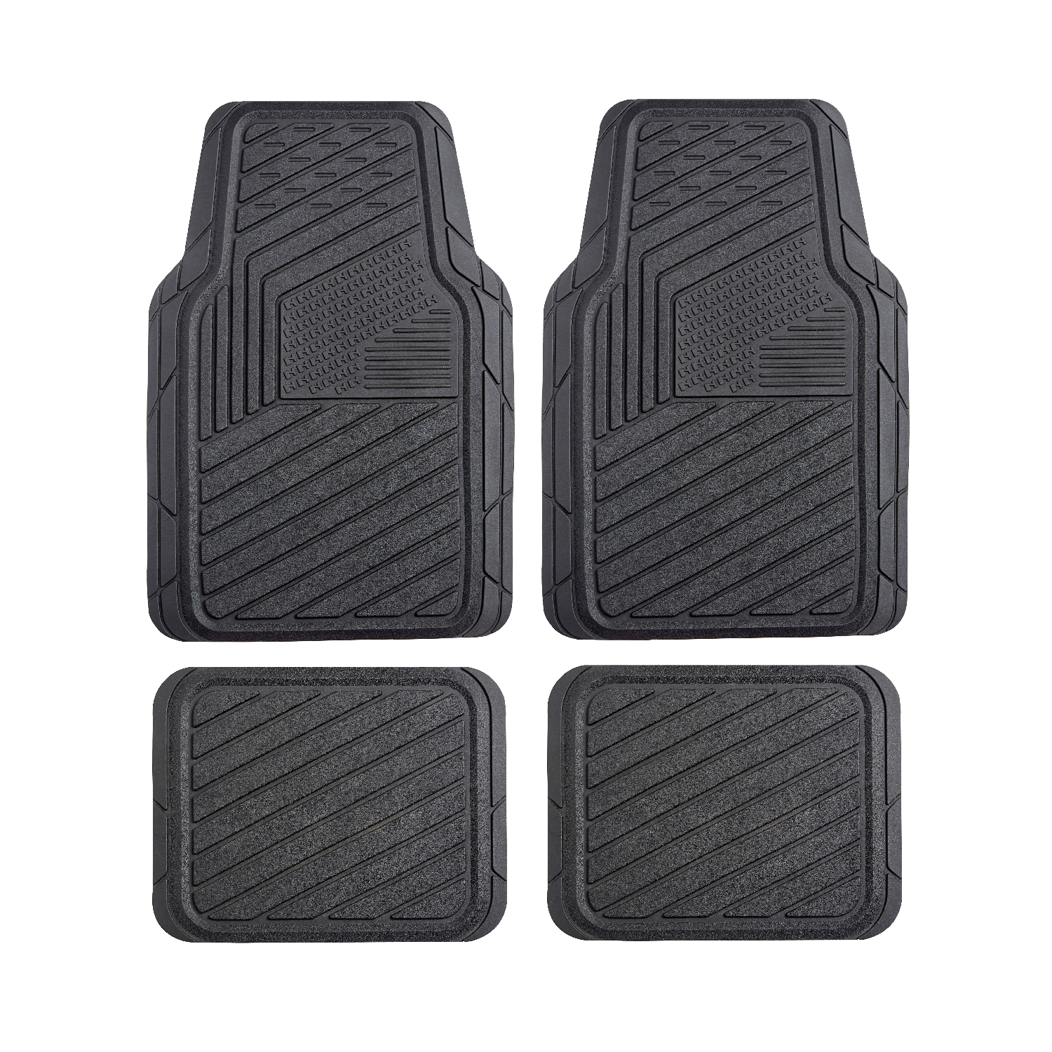4-Piece Black Rubber All-weather Trim-to-Fit Floor Mats 1534