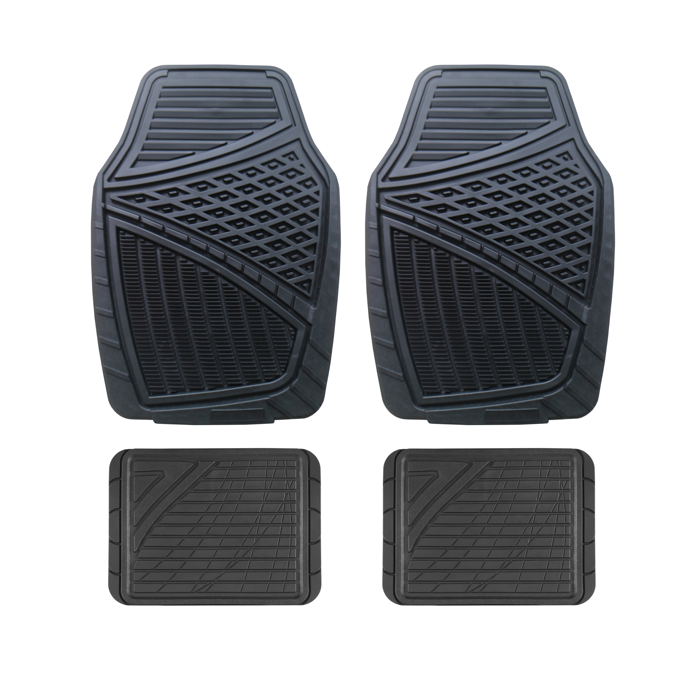 Premium Universal All Weather Car Floor Mats, 4 pcs, Trim to Fit Design Full Coverage Odorless Rubber Floor Mat, Liners-Deep Dish Heavy Duty Rubber Floor Mats to fit Cars, SUV #6104