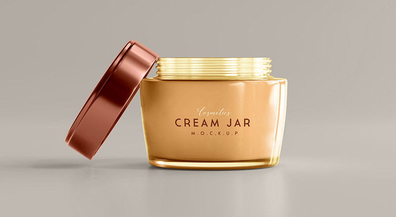 Free PSD Mockup for Amber Cream Jar - Perfect for Beauty and Fashion Presentations