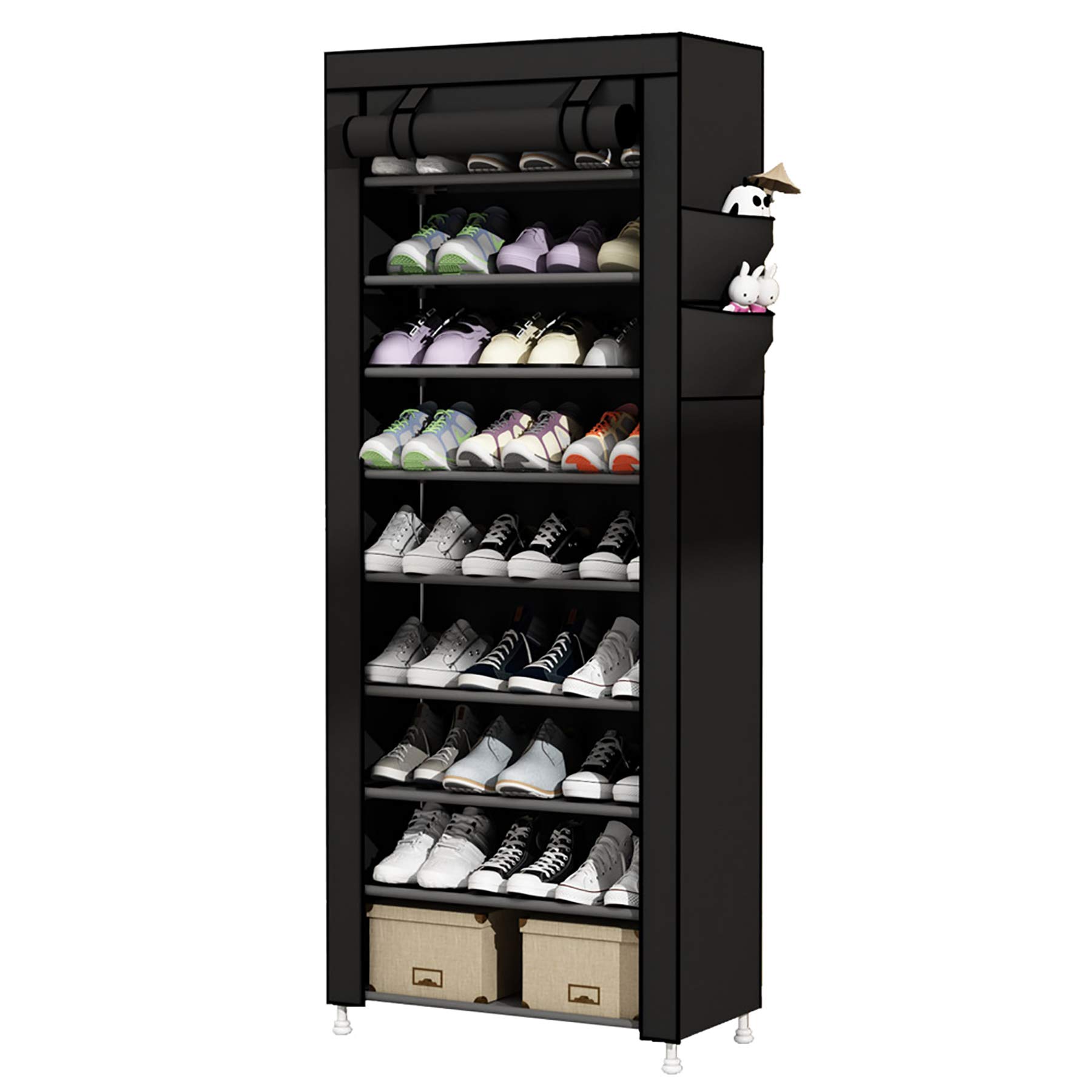 9 Tier Shoe Rack with Dustproof Cover Shoe Shelf Storage Organizer
