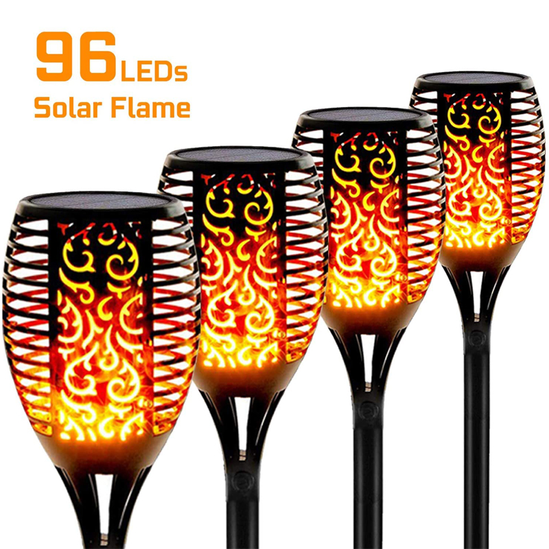 96 LED Solar Torch Light with Flickering Dancing Flame 
