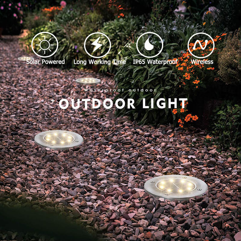 8 LED Solar Garden Lights Outdoor Waterproof Lawn Lights for Pathway Yard Driveway