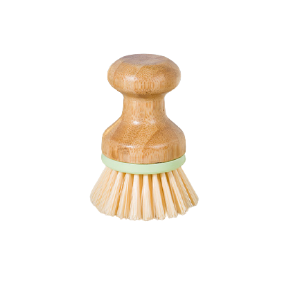  Bamboo Mini Scrub Brush PBT Bristles Pot Brushes Dish Scrubber for Cast Iron Skillet, Kitchen Sink, Bathroom, Household Cleaning