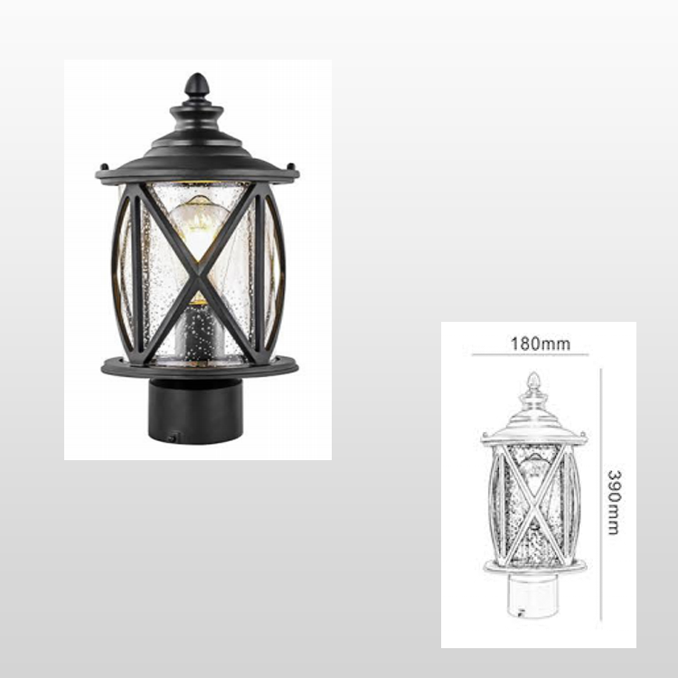 Chinese produced Outdoor column lights with dock installation black cast aluminum fence decoration column lights outdoor garden landscape lighting
