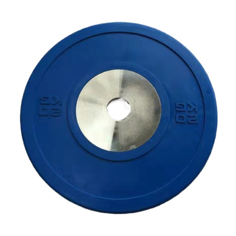  Competition Bumper Plates. Olympic Weight Plates Color Coded with Steel Inserts for Weightlifting. Low Bounce Rubber, Steel and Chrome Bumper Plates. Sold in Singles