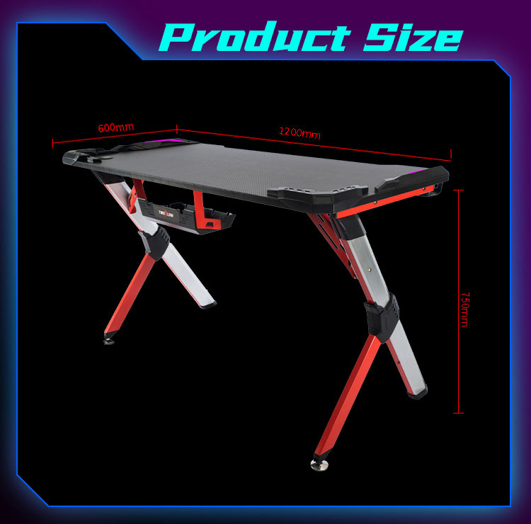 R shape aluminum legs gaming desk model FM-JX-R_13