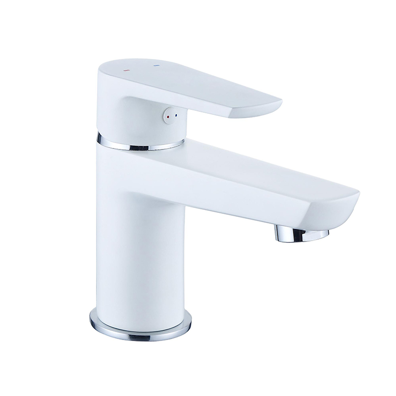  Deck Mounted Basin Hot And Cold DZR Brass Faucet White Color