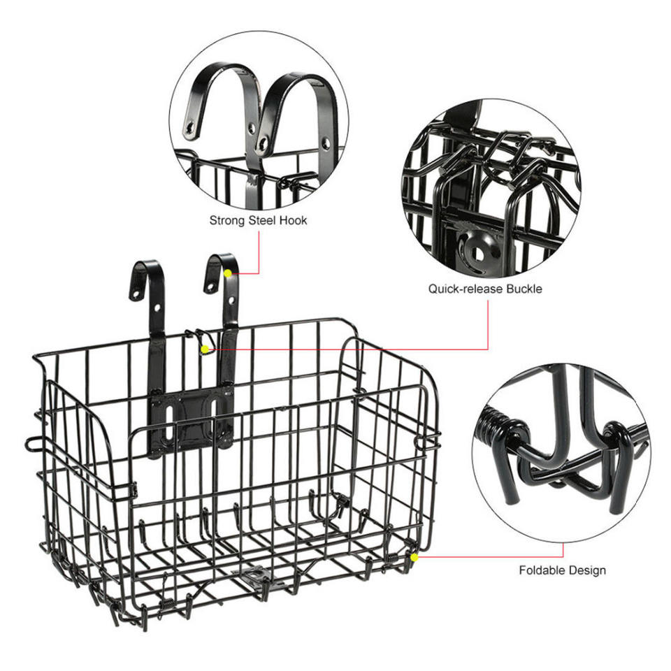  Outdoor removable bicycle basket Bike Wire Basket with Handles Folding Bike Front Basket