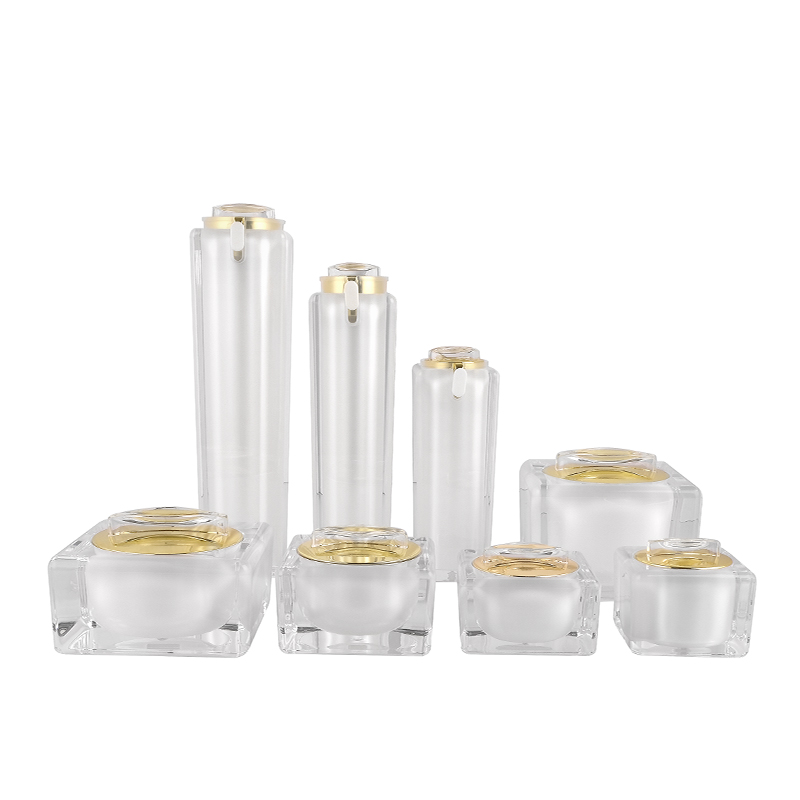Luxury Square White Gold Black Cosmetic Jars Bottle Cream Container