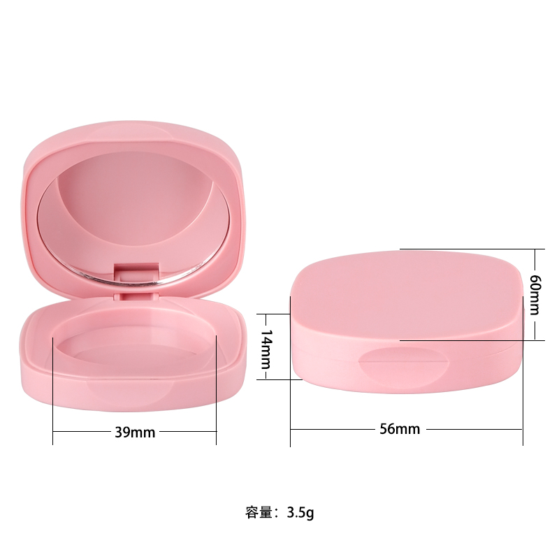 Magnetic Pink Square Powder Container Compact Case with Mirror