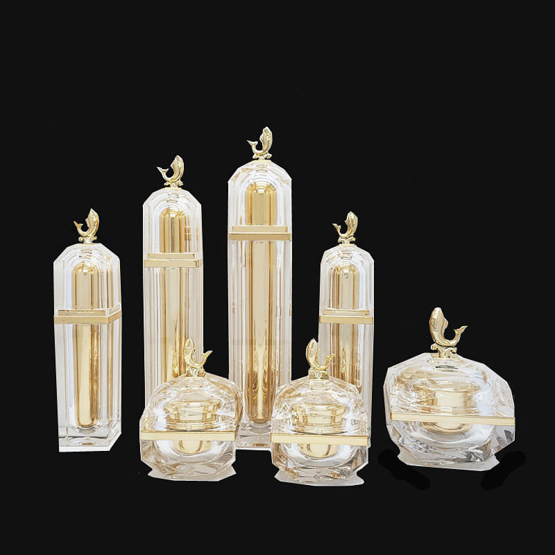 Luxury Gold Acrylic Skincare Packaging Jar and Bottle