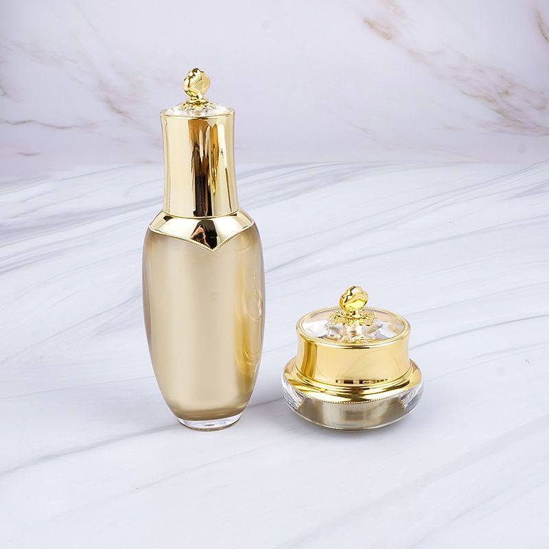 Fancy Gold Acrylic Cream Jar and Lotion Bottle