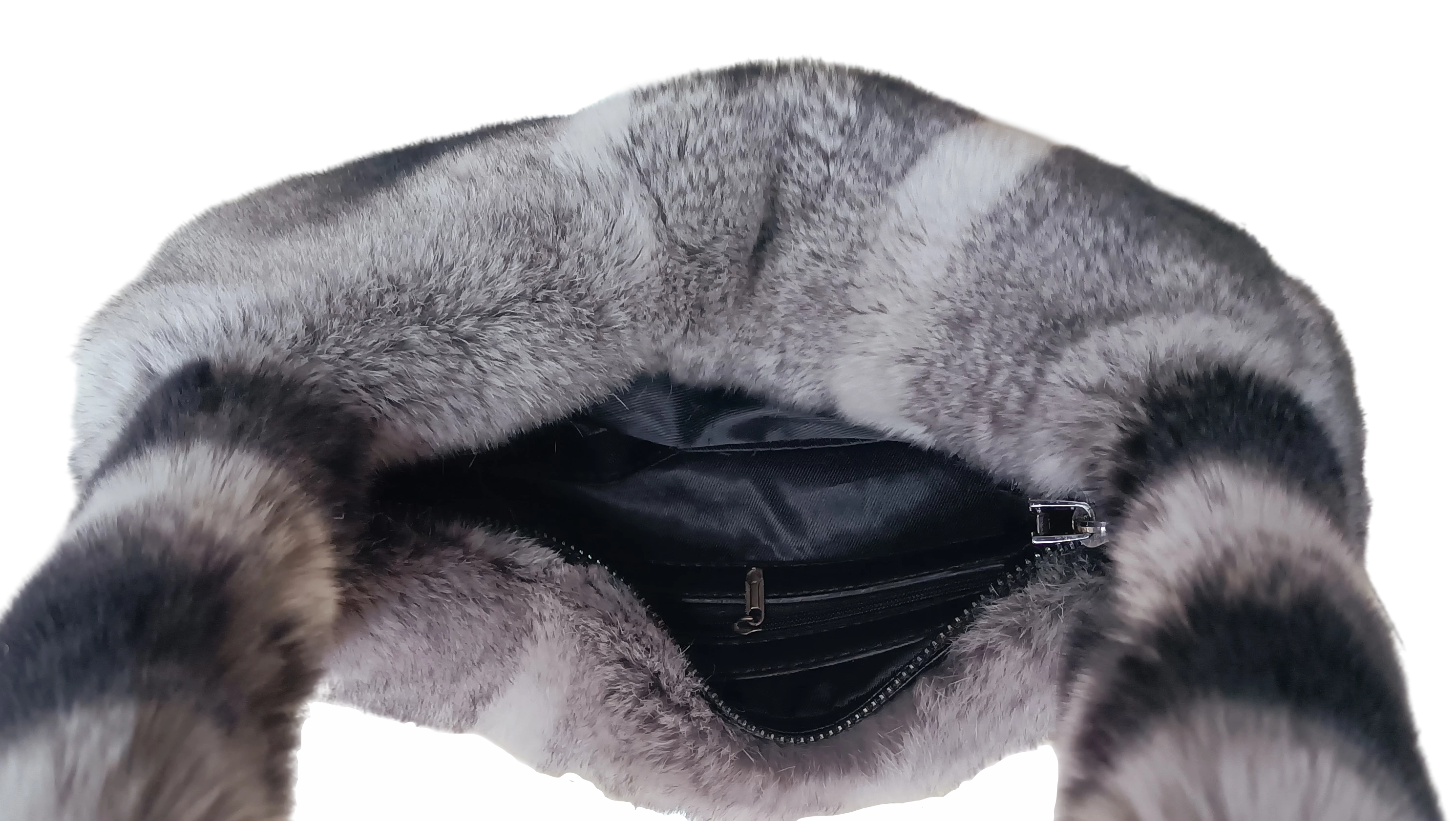 Women's Chinchila color Rex fur shoulder bag wholesale