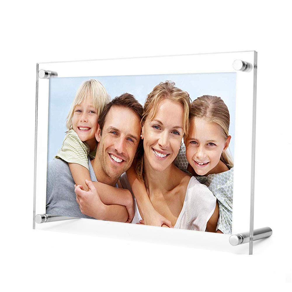 Family Photo Double Panel Frame Desk Standing Thin Acrylic Sheet Photo Frame