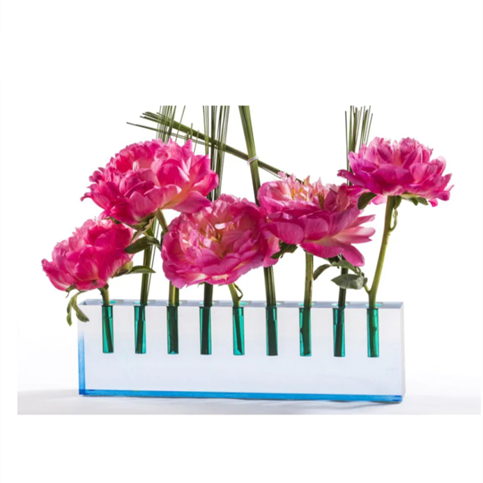 Lucite Oil crystal Menorah Block Colored Flower Vase Storage Box Acrylic Wax menorah candle holder
