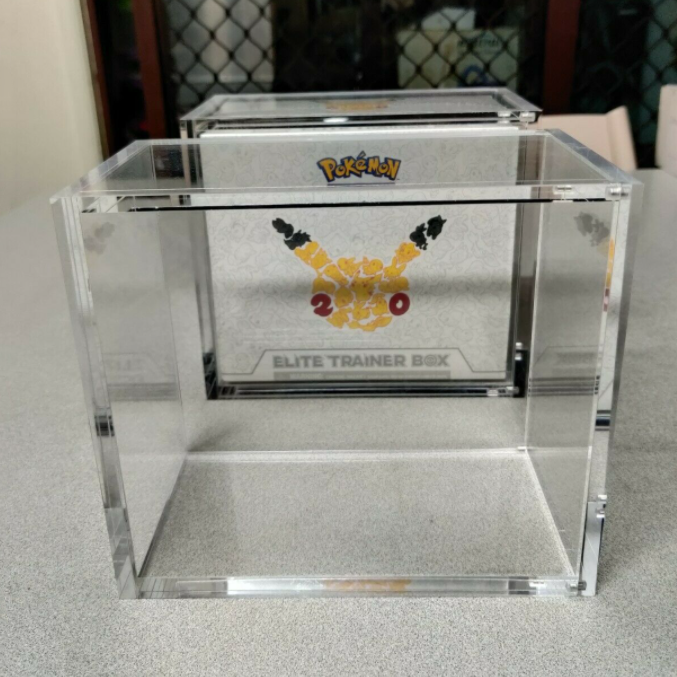 acryl Etb cards magnetic base set Display Case Lid Acrylic Pokemon Booster Box Display Case With Magnet Closure Protector Case