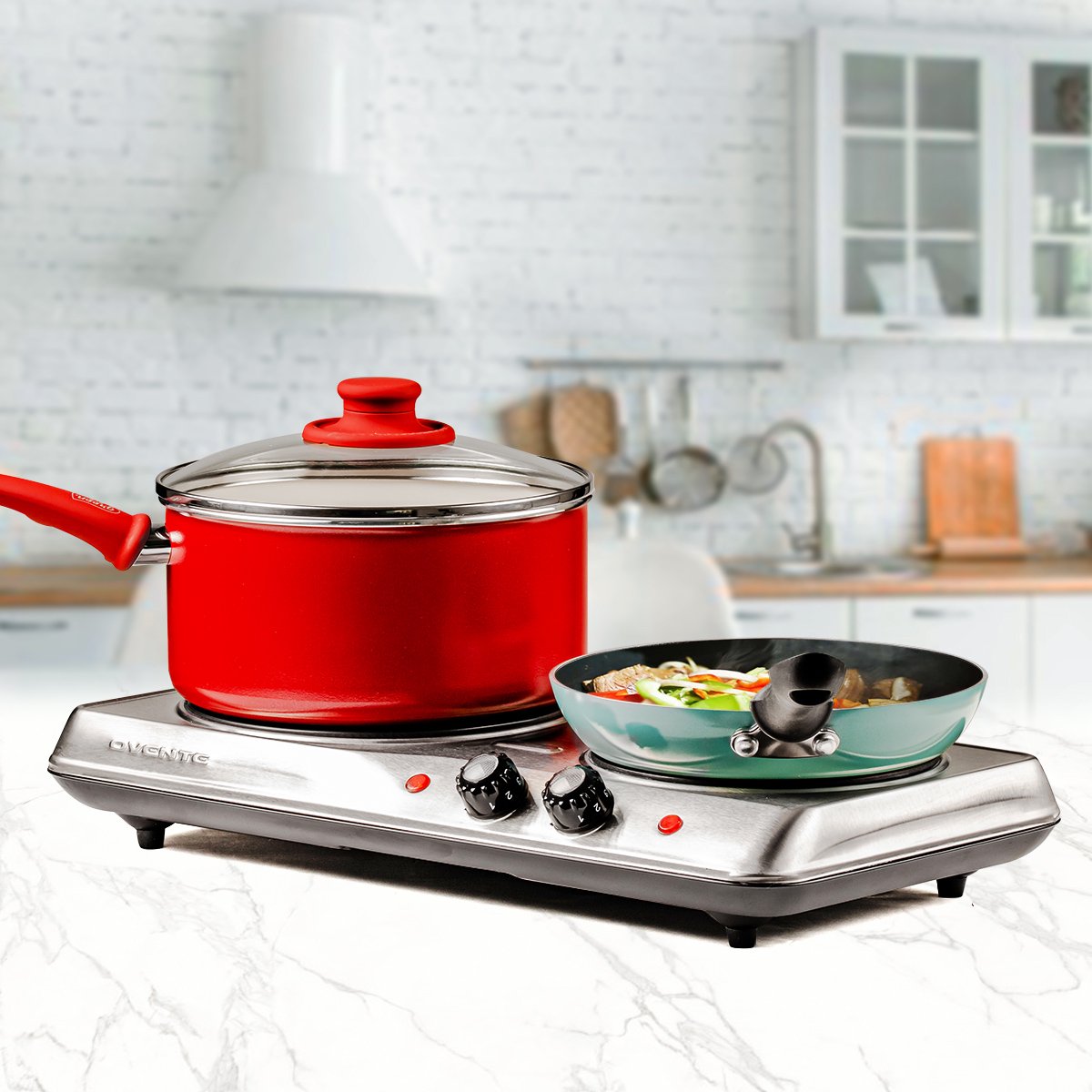 VIVOHOME 1800W Countertop Double Burner Electric Portable Hot Plate