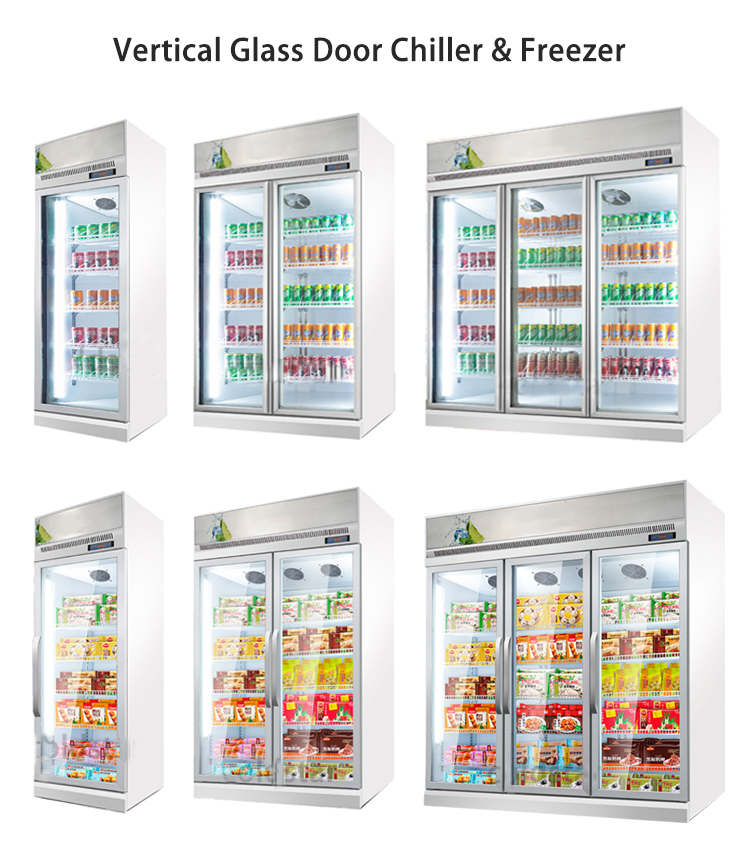 3 door commercial display freezer