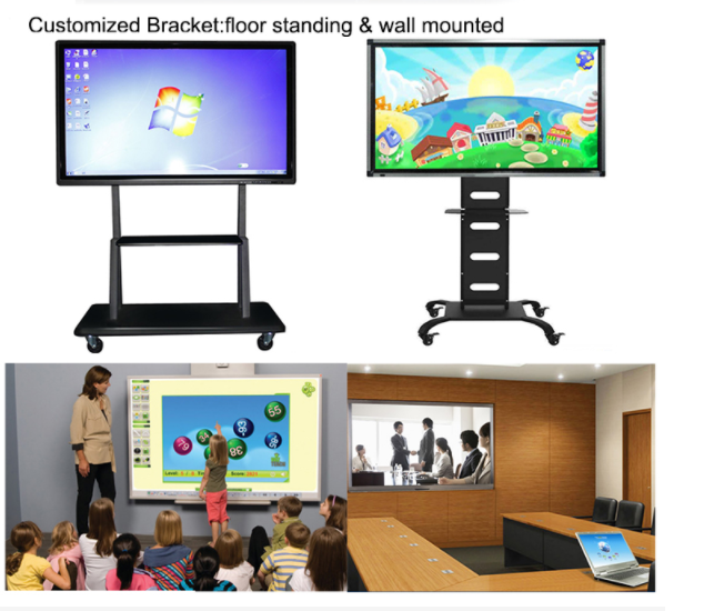 Multi Function 65 Inch Interactive Machine Portable Digital Advertising Kiosk For School