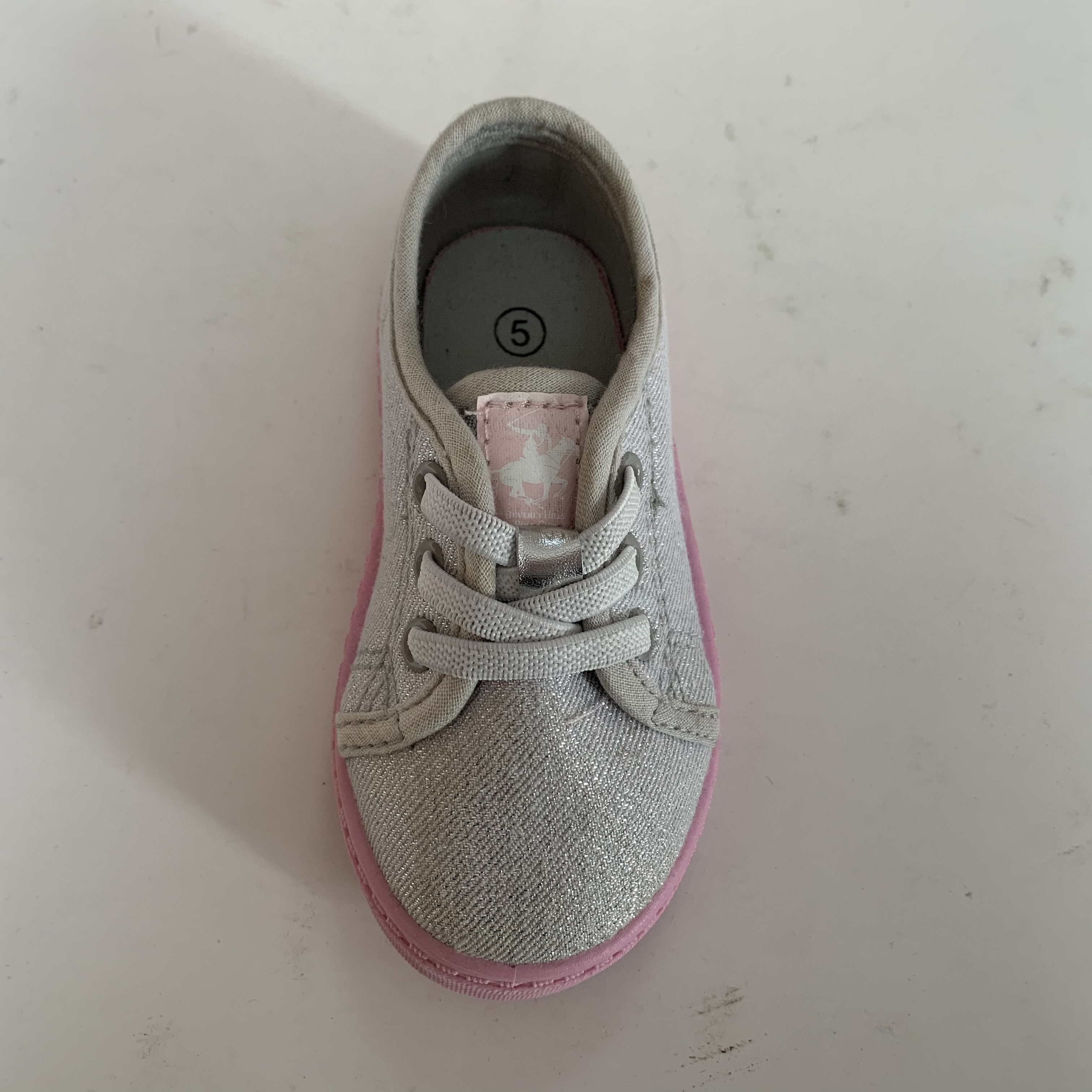 Kids Silver Twill Contrast Slip on Sneaker Casual Shoes