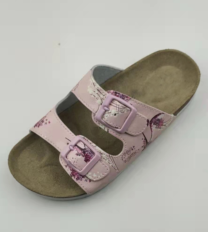 Girls' Sandals - Two Strap Leatherette Cork Footbed Sandals