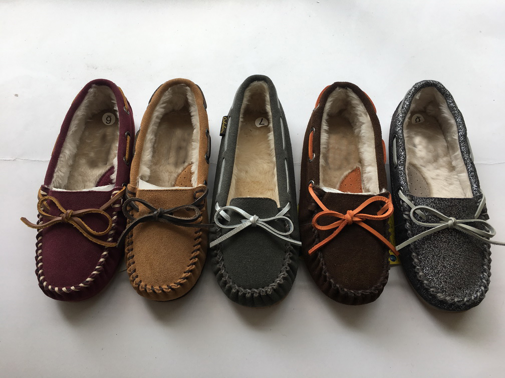 Women' Moccasin Slippers Leather Casual Slip On Shoes