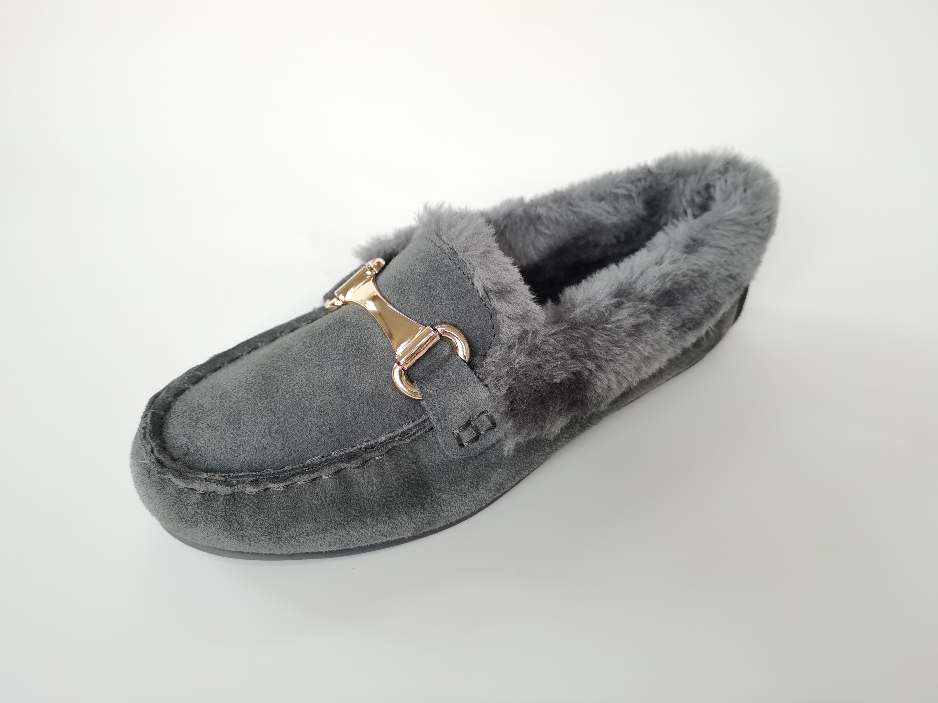Womens Slipper Micro Suede Faux Fur Lined Indoor & Outdoor Moccasins Slip On