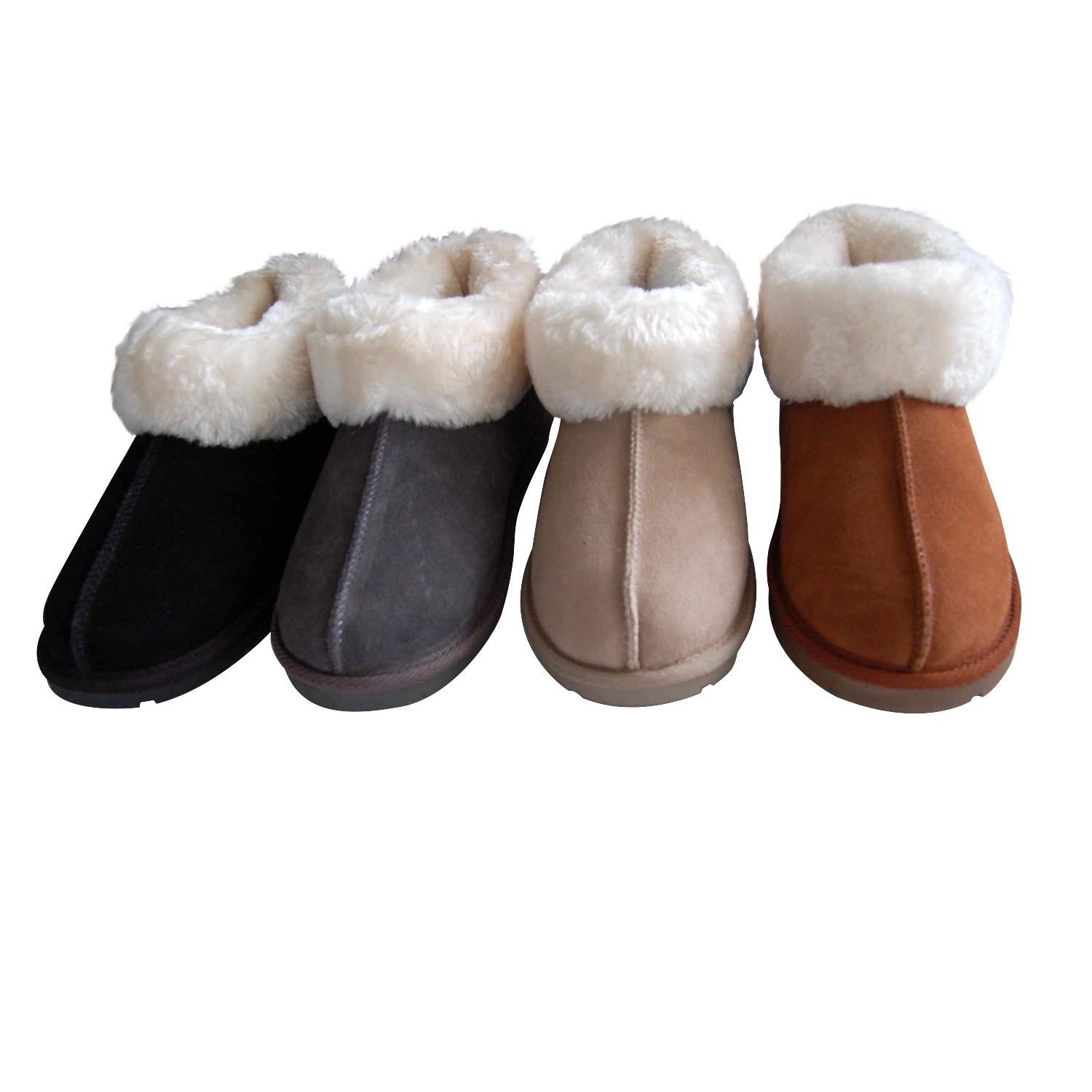 Womens Suede Leather Ankle Bootie Slipper 