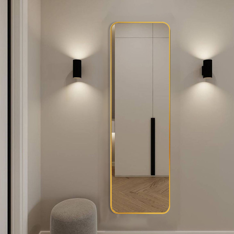  Fashion Aluminum Alloy Frame Mirror Rectangular R-Angle Vertical Bedroom Full-Length Dressing Furniture Mirror