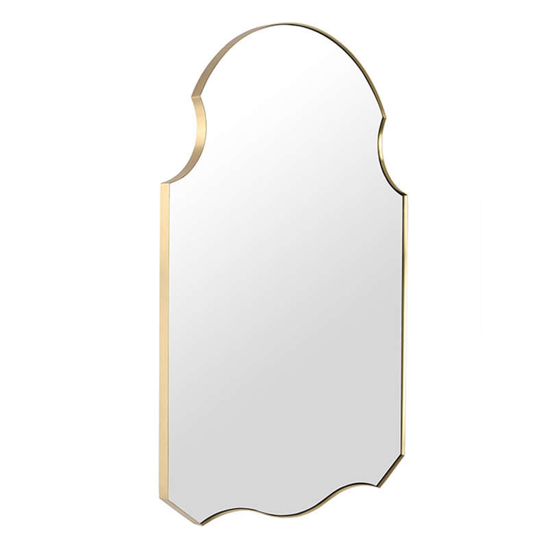 Irregular Modern Wall Hanging Mirror With Metal Frame For Bathroom And Living Room Decor