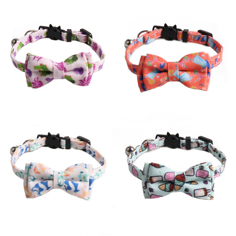 Cat Collar Breakaway with Cute Bow Tie Personalized Cute Patterns