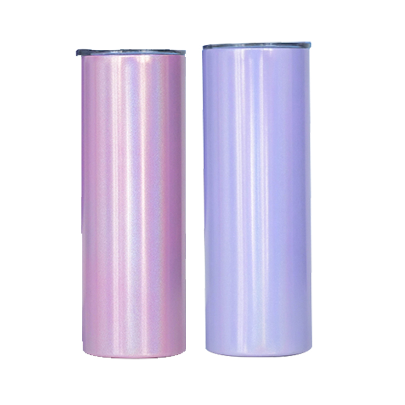 20 oz straight glitter sublimation double wall blanks tumbler with straw