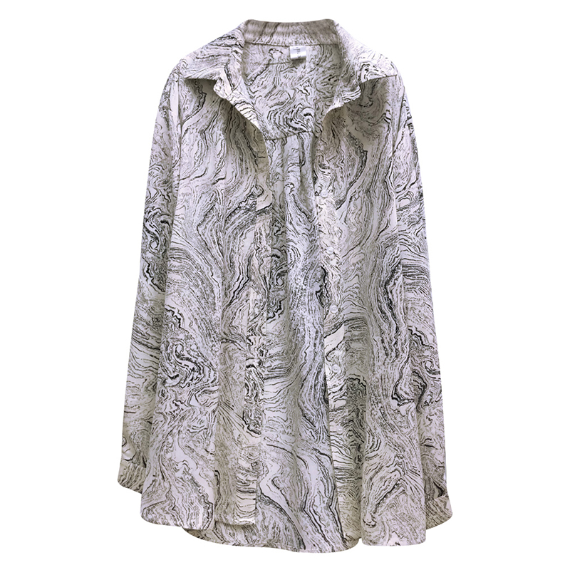 SS2306 Cotton ink digital print long sleeve womens blouse shirts